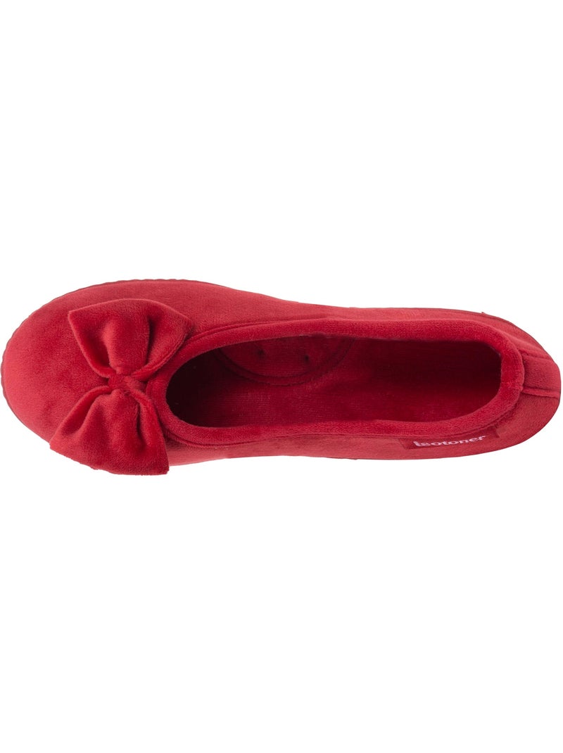 Pantofole ballerine microvelluto, suola ergonomica, schiuma donna isotoner Rosso pomodoro - Kiabi