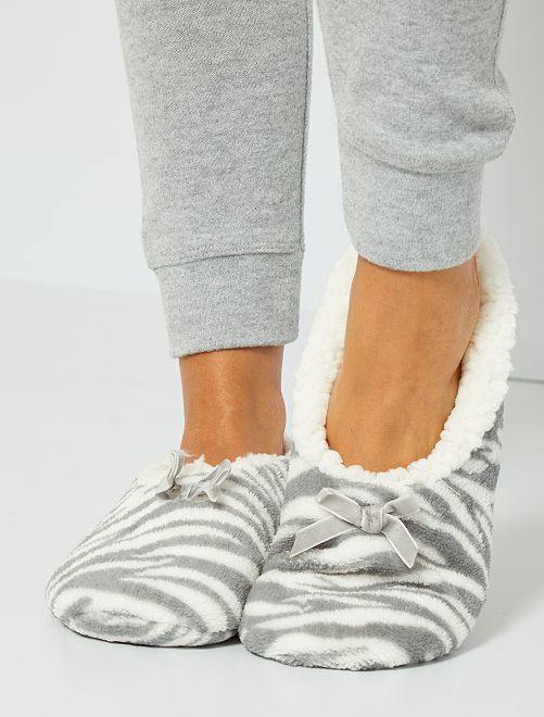 Pantofole ballerine 'pelle animale' - grigio - Kiabi - 6.00€