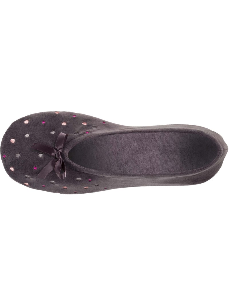 Pantofole ballerine pois ricamati donna isotoner Grigio scuro - Kiabi
