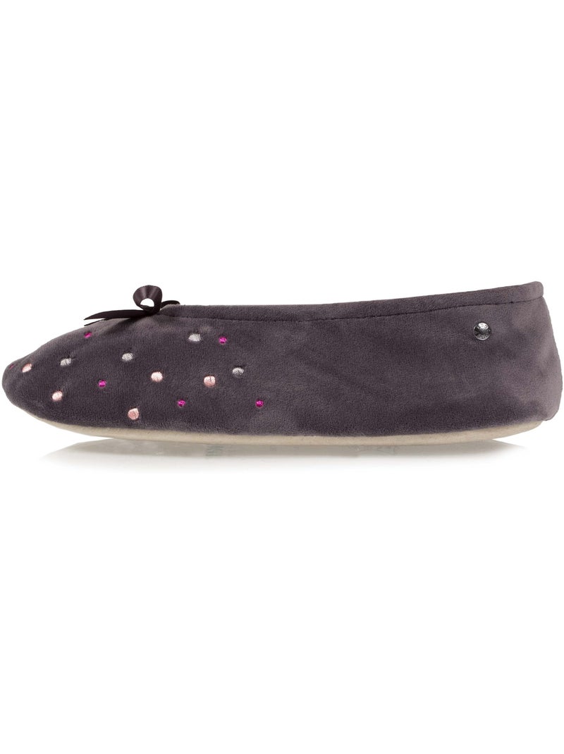 Pantofole ballerine pois ricamati donna isotoner Grigio scuro - Kiabi