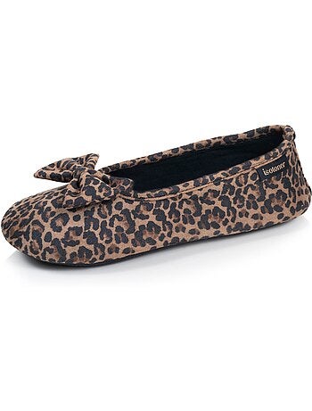Pantofole ballerine similpelle, suola flessibile, schiuma a donna Isotoner
