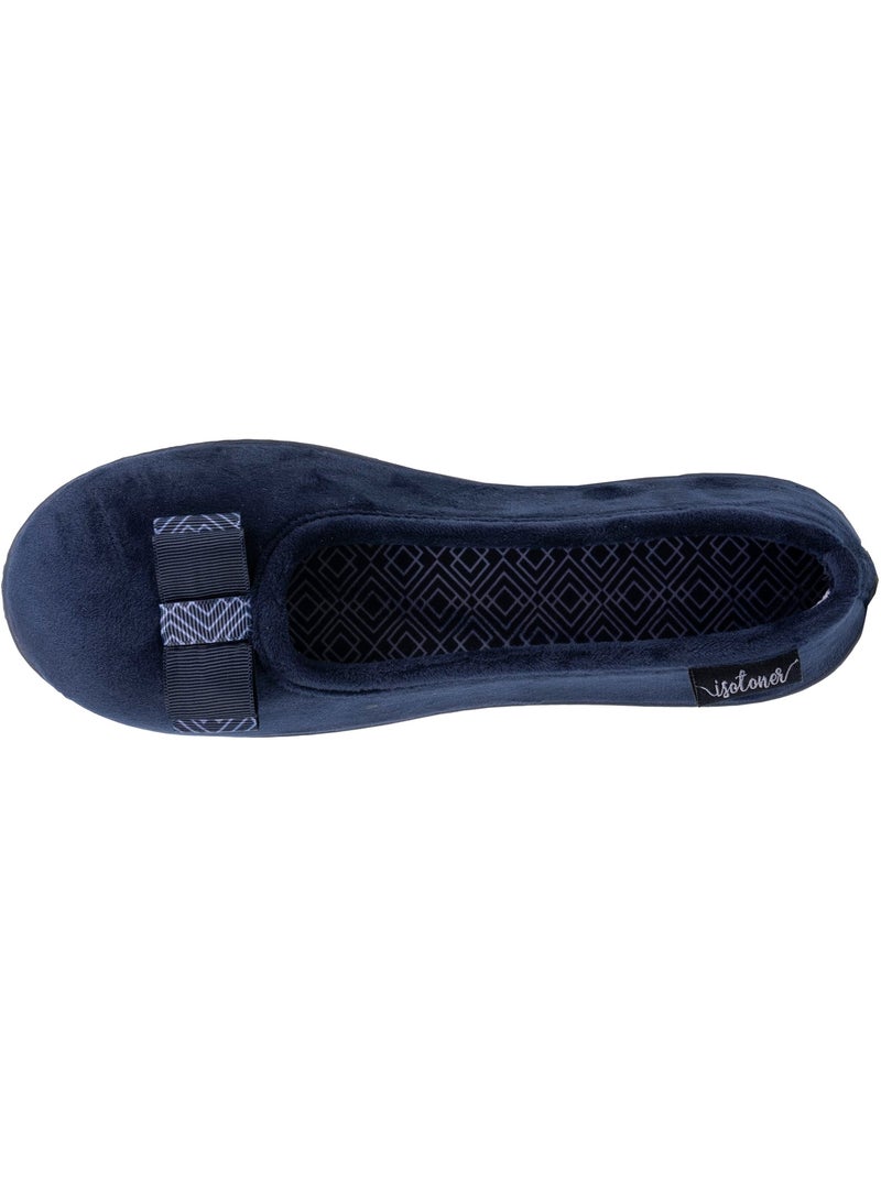 Pantofole ballerine soletta ergonomica in microvelour con donna Isotoner Blu marino - Kiabi