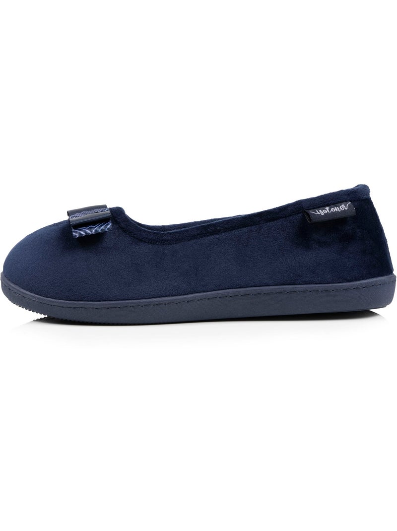 Pantofole ballerine soletta ergonomica in microvelour con donna Isotoner Blu marino - Kiabi