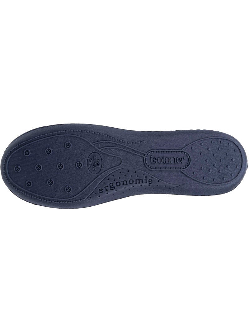 Pantofole ballerine soletta ergonomica in microvelour con donna Isotoner Blu marino - Kiabi