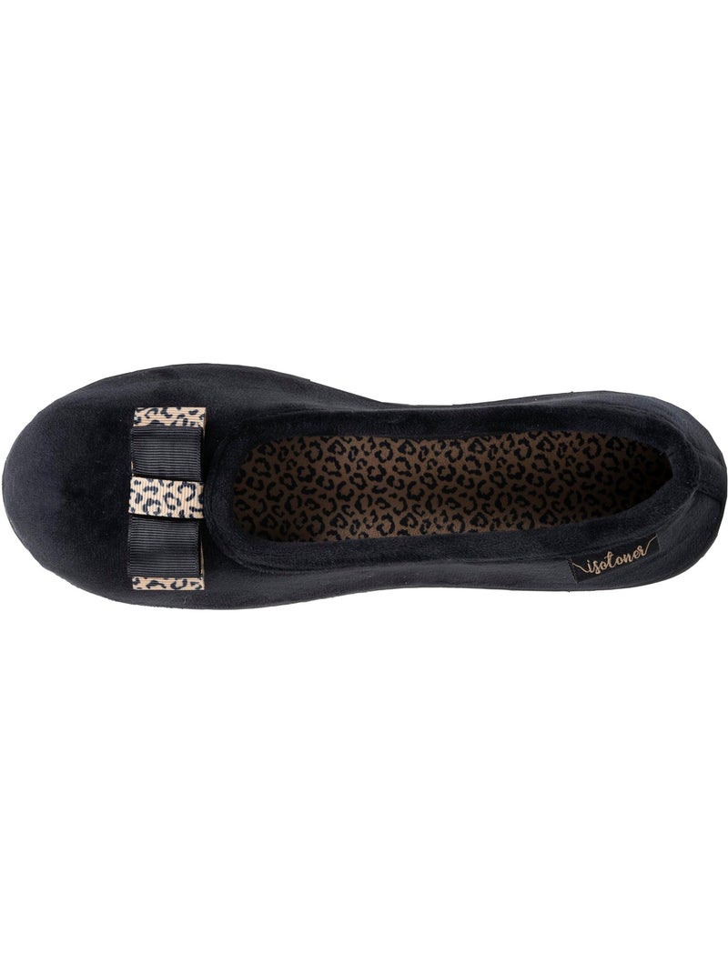 Pantofole ballerine soletta ergonomica in microvelour con donna Isotoner Nero - Kiabi