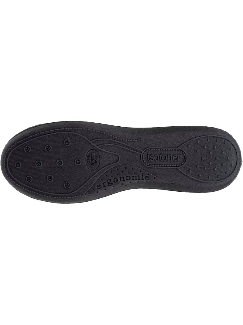 Pantofole ballerine soletta ergonomica in microvelour con donna Isotoner Nero - Kiabi