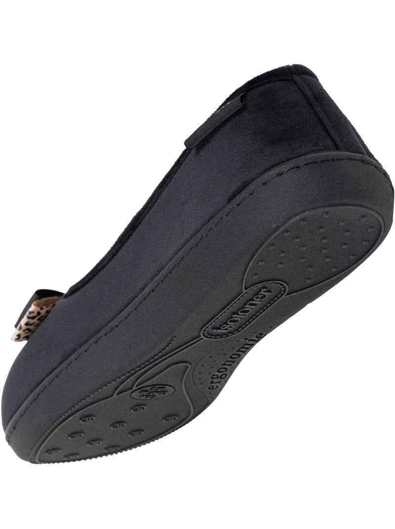 Pantofole ballerine soletta ergonomica in microvelour con donna Isotoner Nero - Kiabi