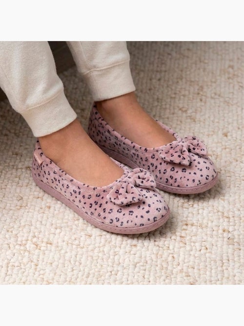 Pantofole ballerine soletta ergonomica in microvelour con donna Isotoner - Kiabi