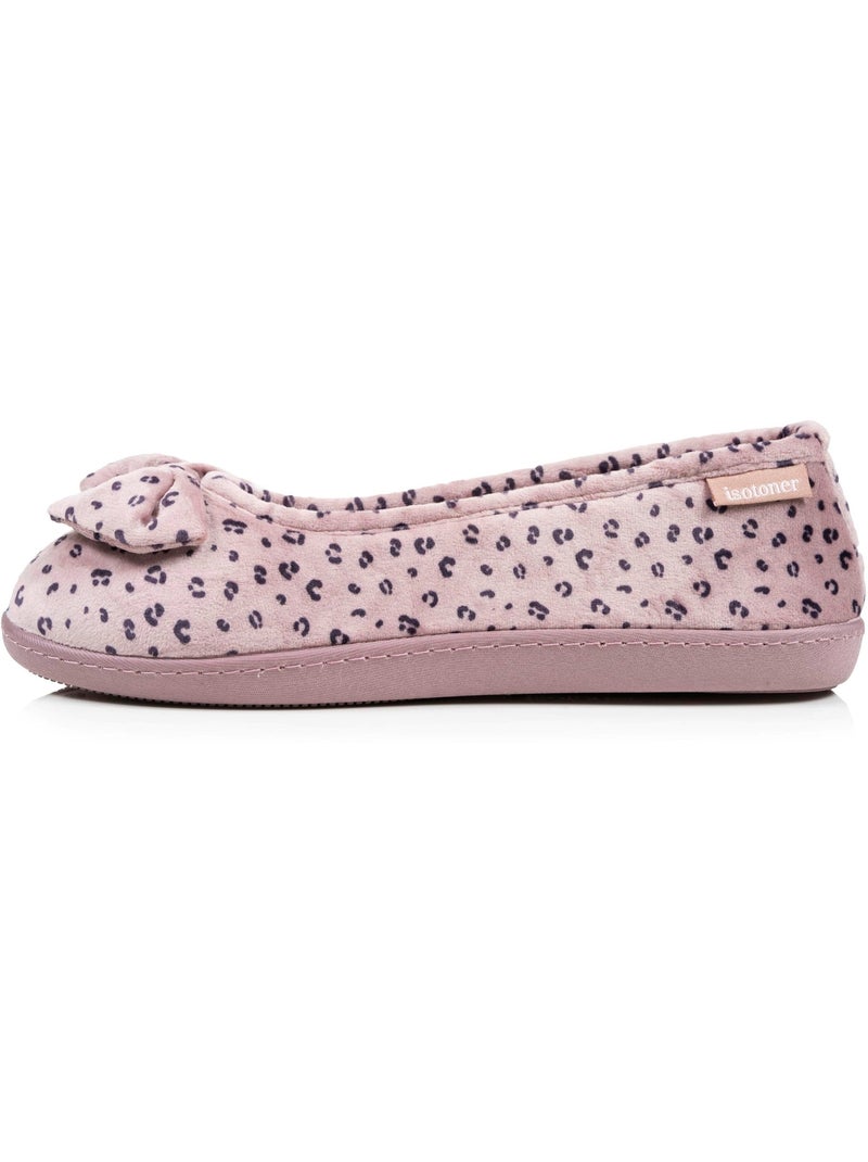 Pantofole ballerine soletta ergonomica in microvelour con donna Isotoner Rosato - Kiabi