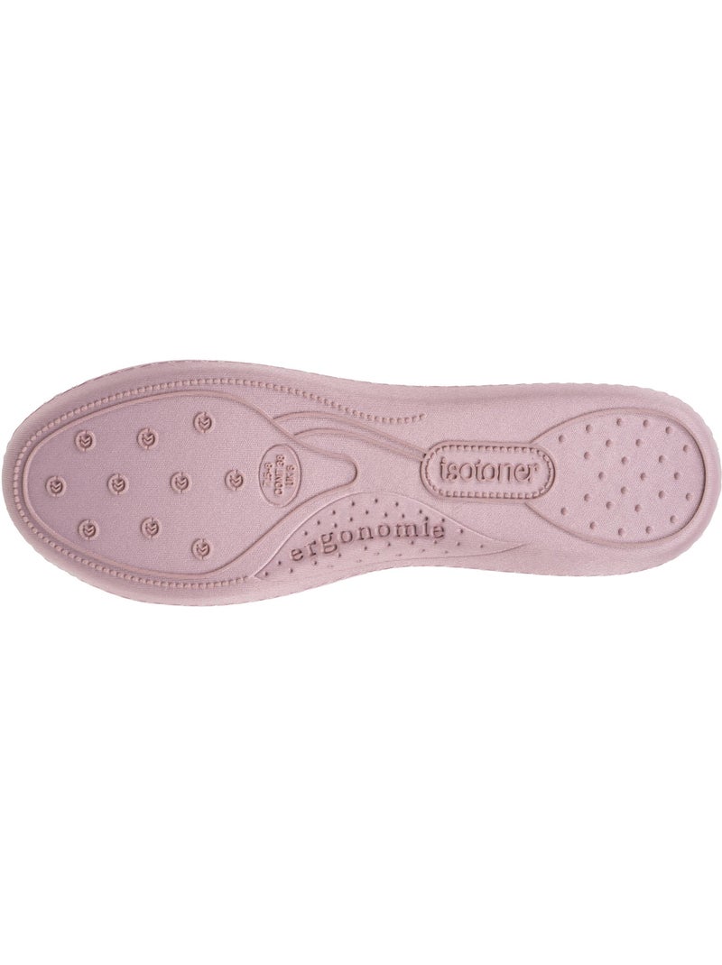 Pantofole ballerine soletta ergonomica in microvelour con donna Isotoner Rosato - Kiabi