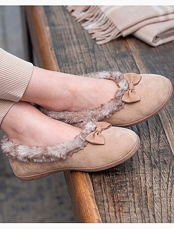 Pantofole ballerine soletta in velluto, ultra confortevole, donna
