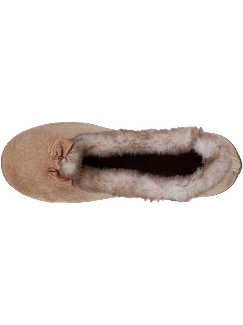 Pantofole ballerine soletta in velluto, ultra confortevole, donna Cammello - Kiabi
