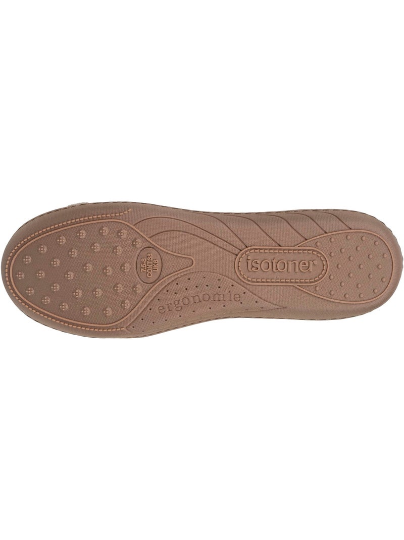 Pantofole ballerine soletta in velluto, ultra confortevole, donna Cammello - Kiabi