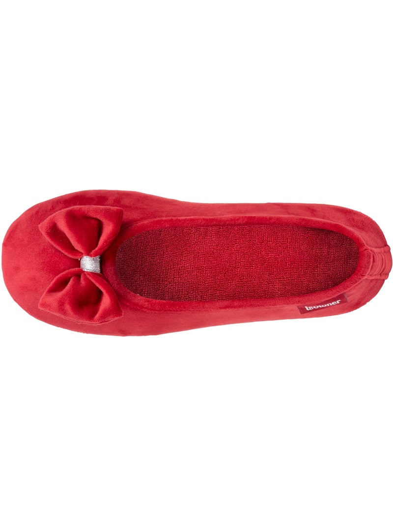 Pantofole ballerine sottopiede in memory foam microvelour donna Isotoner Rosso pomodoro - Kiabi