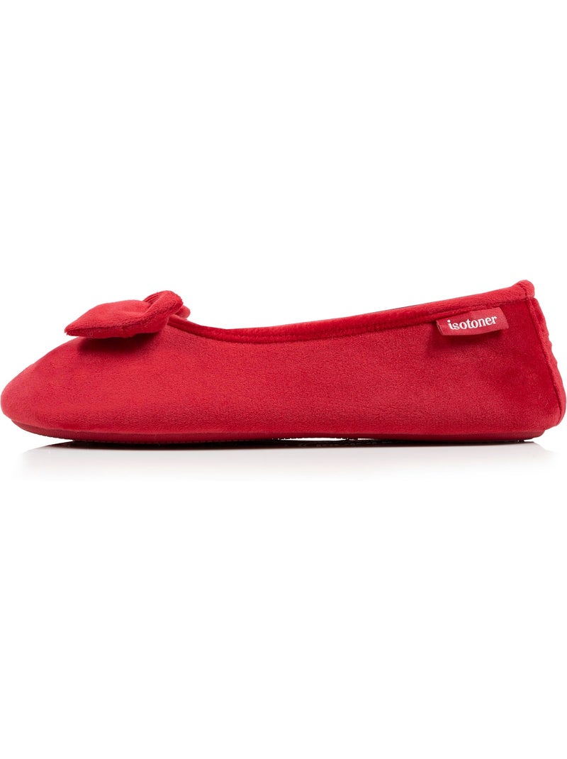 Pantofole ballerine sottopiede in memory foam microvelour donna Isotoner Rosso pomodoro - Kiabi