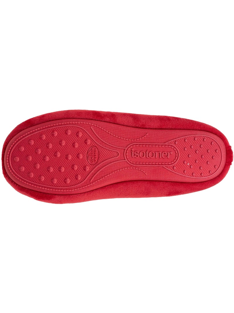 Pantofole ballerine sottopiede in memory foam microvelour donna Isotoner Rosso pomodoro - Kiabi