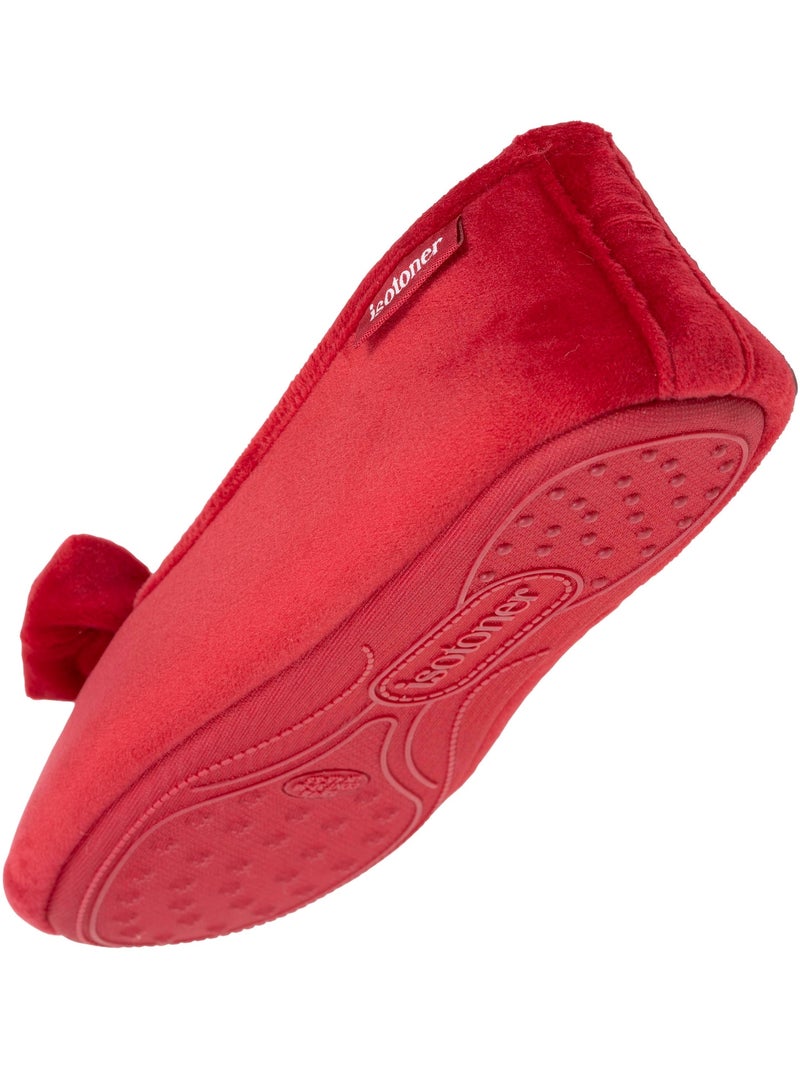 Pantofole ballerine sottopiede in memory foam microvelour donna Isotoner Rosso pomodoro - Kiabi