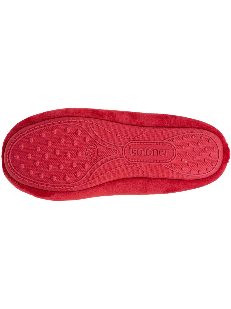 Pantofole ballerine sottopiede in memory foam microvelour donna Rosso pomodoro - Kiabi