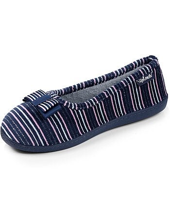 Pantofole ballerine soletta ergonomica in microvelour con donna Isotoner