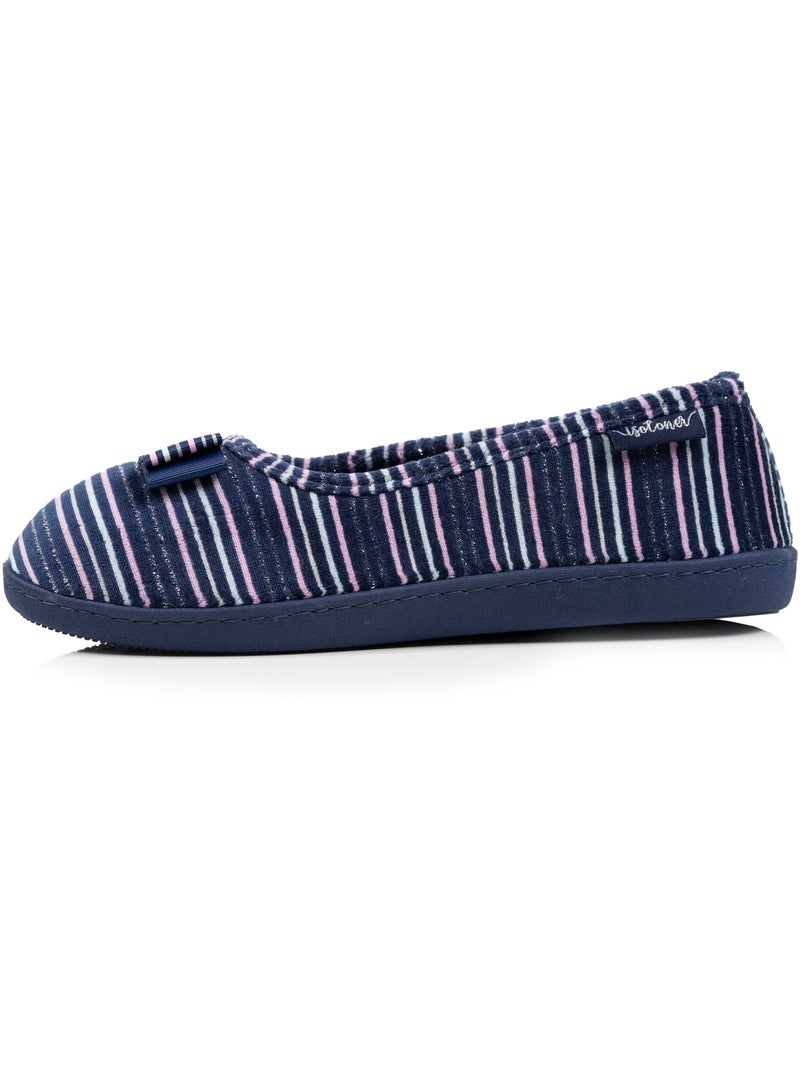 Pantofole ballerine suola ergonomica in velluto donna Isotoner Blu Rosa - Kiabi