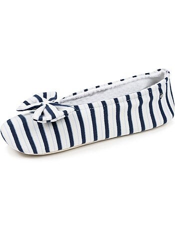 Pantofole ballerine suola in cuoio conciato al vegetale, donna isotoner