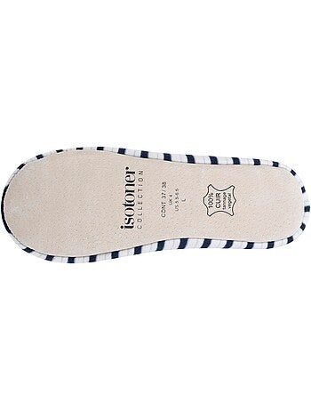 Pantofole ballerine suola in cuoio conciato al vegetale, donna isotoner