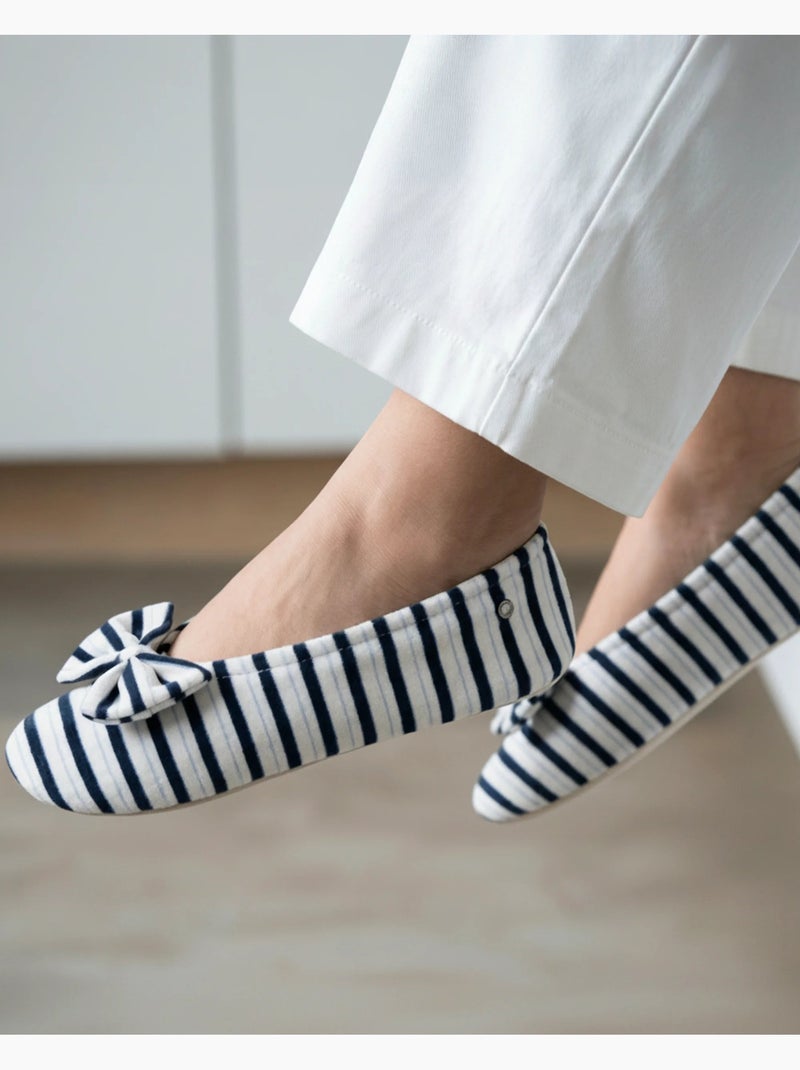 Pantofole ballerine suola in cuoio conciato al vegetale, donna isotoner Bianco Multicolore Blu - Kiabi