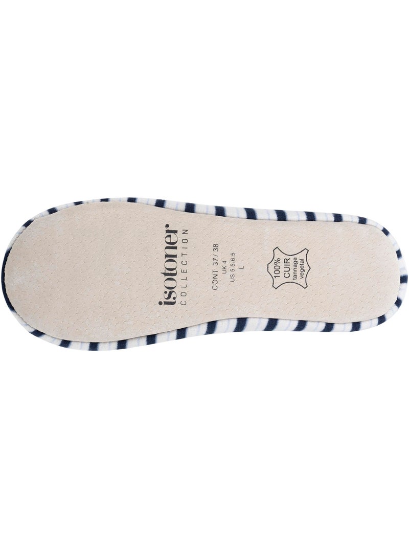 Pantofole ballerine suola in cuoio conciato al vegetale, donna isotoner Bianco Multicolore Blu - Kiabi
