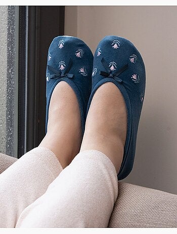 Pantofole ballerine suola in cuoio conciato al vegetale, donna isotoner