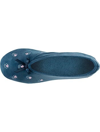 Pantofole ballerine suola in cuoio conciato al vegetale, donna isotoner