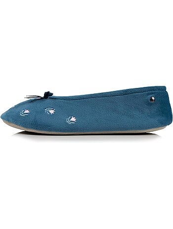 Pantofole ballerine suola in cuoio conciato al vegetale, donna isotoner