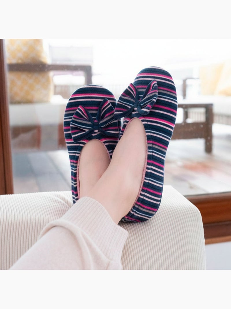 Pantofole ballerine ultraconfortevole, in cotone organico e donna Isotoner Bianco Multicolore Blu - Kiabi