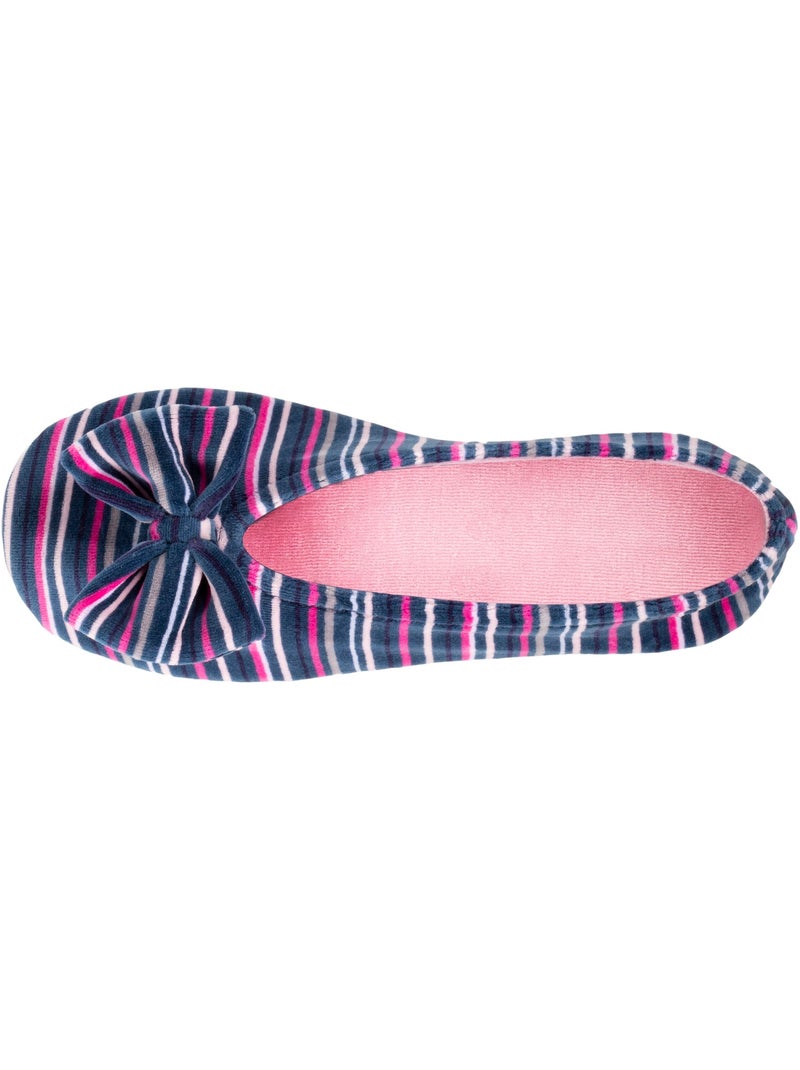 Pantofole ballerine ultraconfortevole, in cotone organico e donna Isotoner Bianco Multicolore Blu - Kiabi