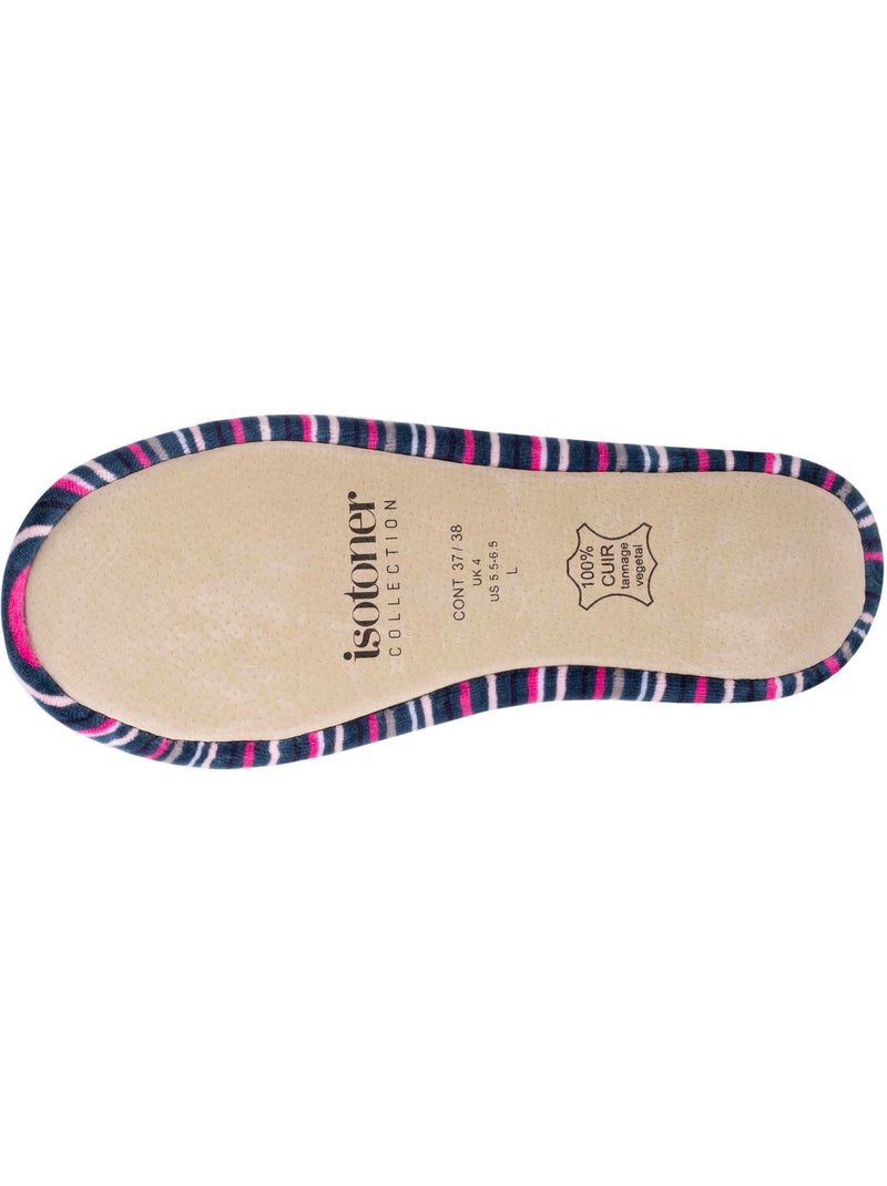 Pantofole ballerine ultraconfortevole, in cotone organico e donna Isotoner Bianco Multicolore Blu - Kiabi