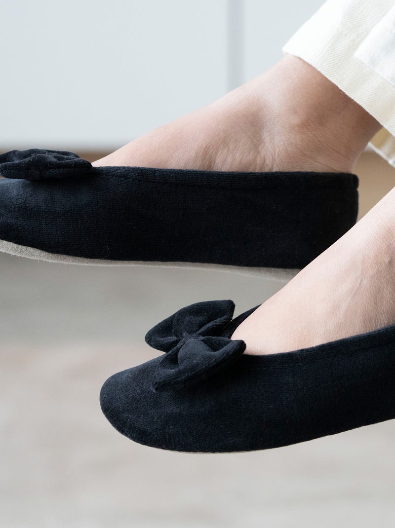 Pantofole ballerine ultraconfortevole, in cotone organico e donna Isotoner Nero - Kiabi