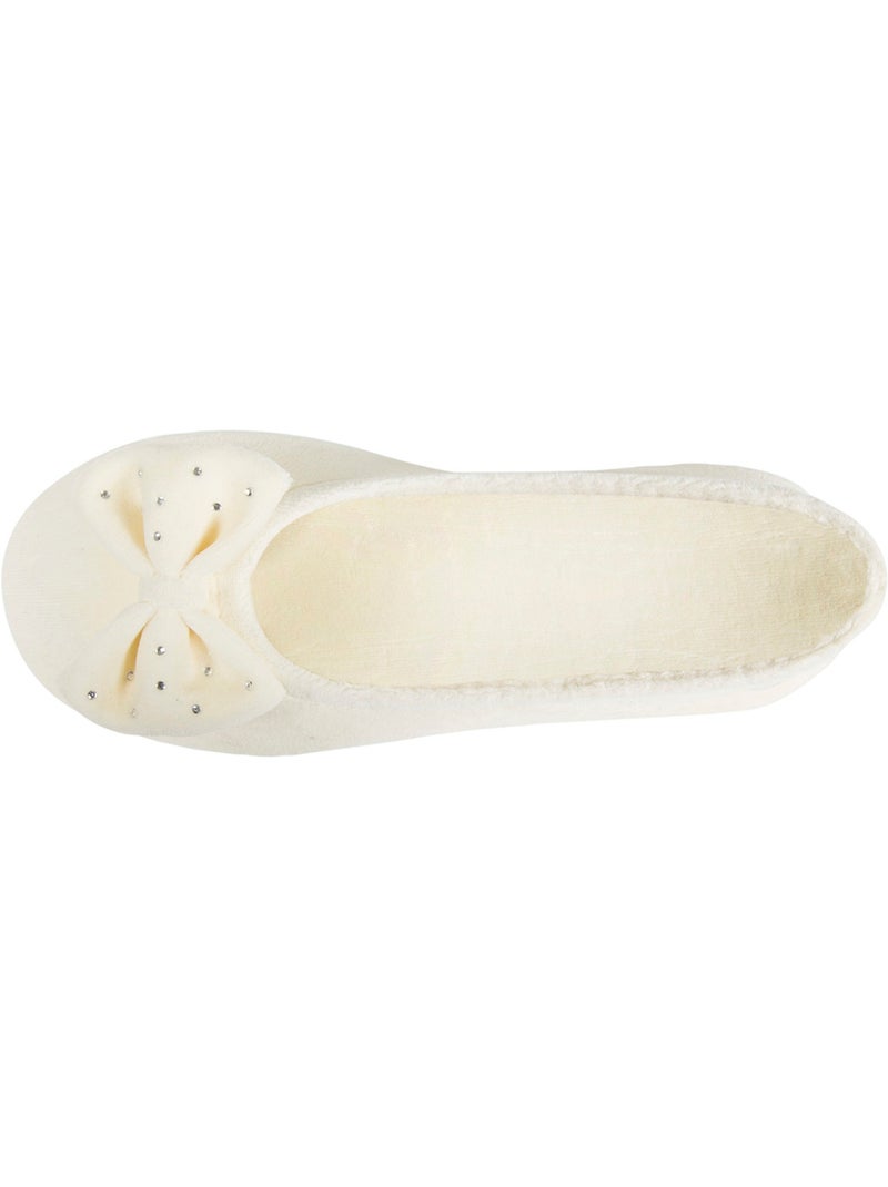 Pantofole ballerine ultraconfortevole, suola in cuoio, donna Avorio - Kiabi
