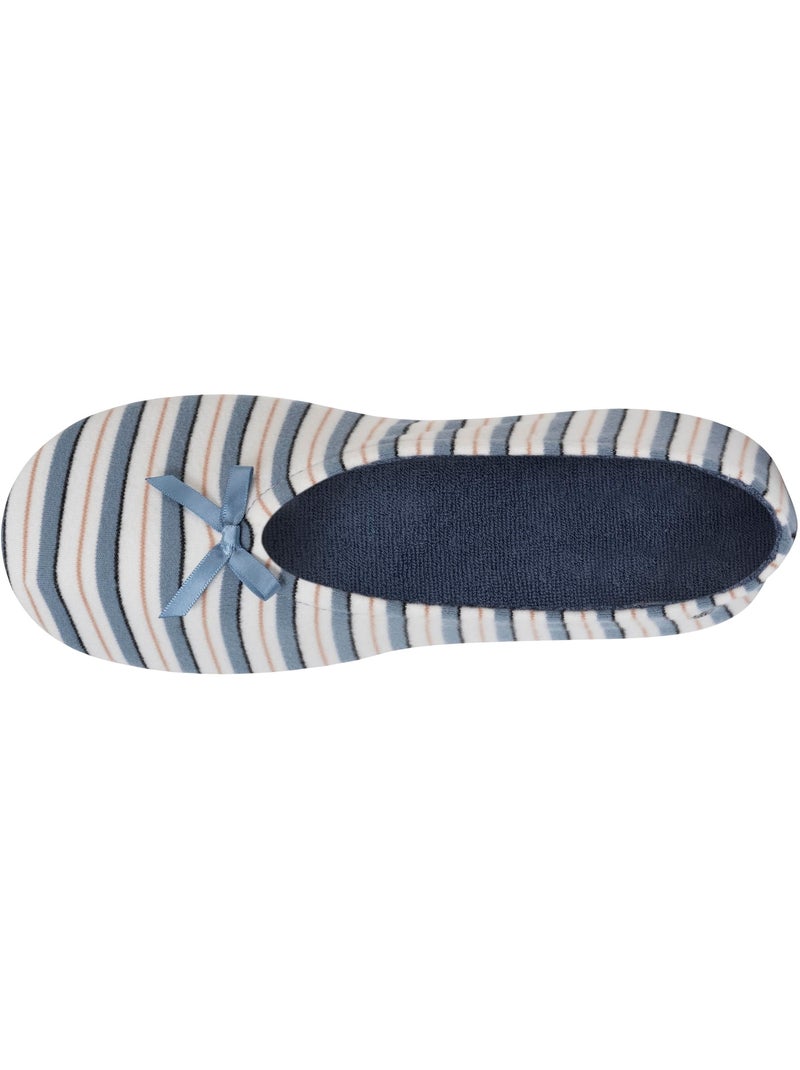 Pantofole ballerine ultraconfortevole, suola in cuoio, donna Bianco Blu - Kiabi