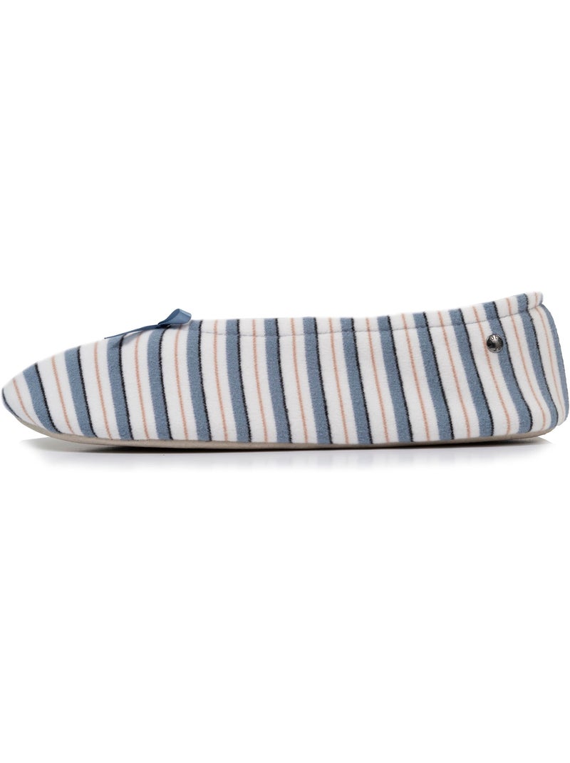 Pantofole ballerine ultraconfortevole, suola in cuoio, donna Bianco Blu - Kiabi