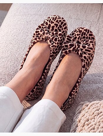 Pantofole ballerine suola in cuoio conciato al vegetale, donna