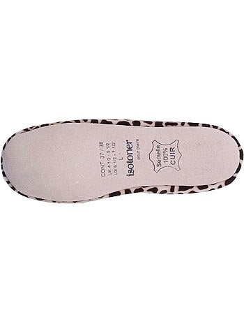 Pantofole ballerine suola in cuoio conciato al vegetale, donna