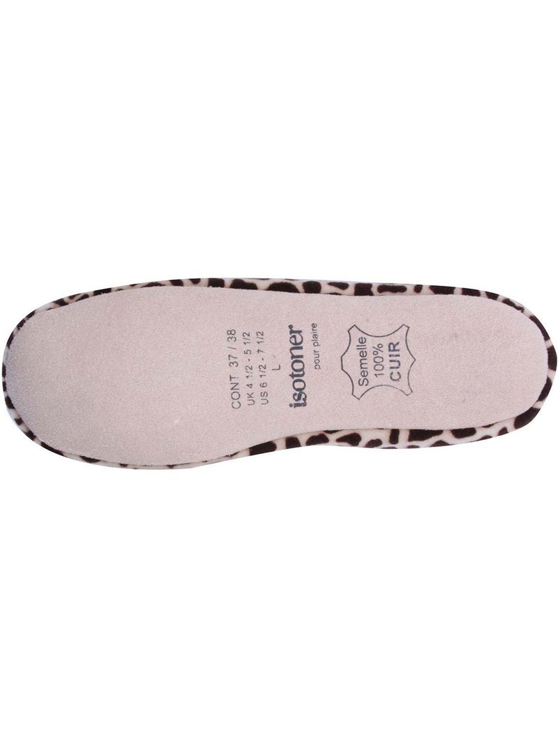 Pantofole ballerine ultraconfortevole, suola in cuoio, donna Bianco Marrone Bianco - Kiabi