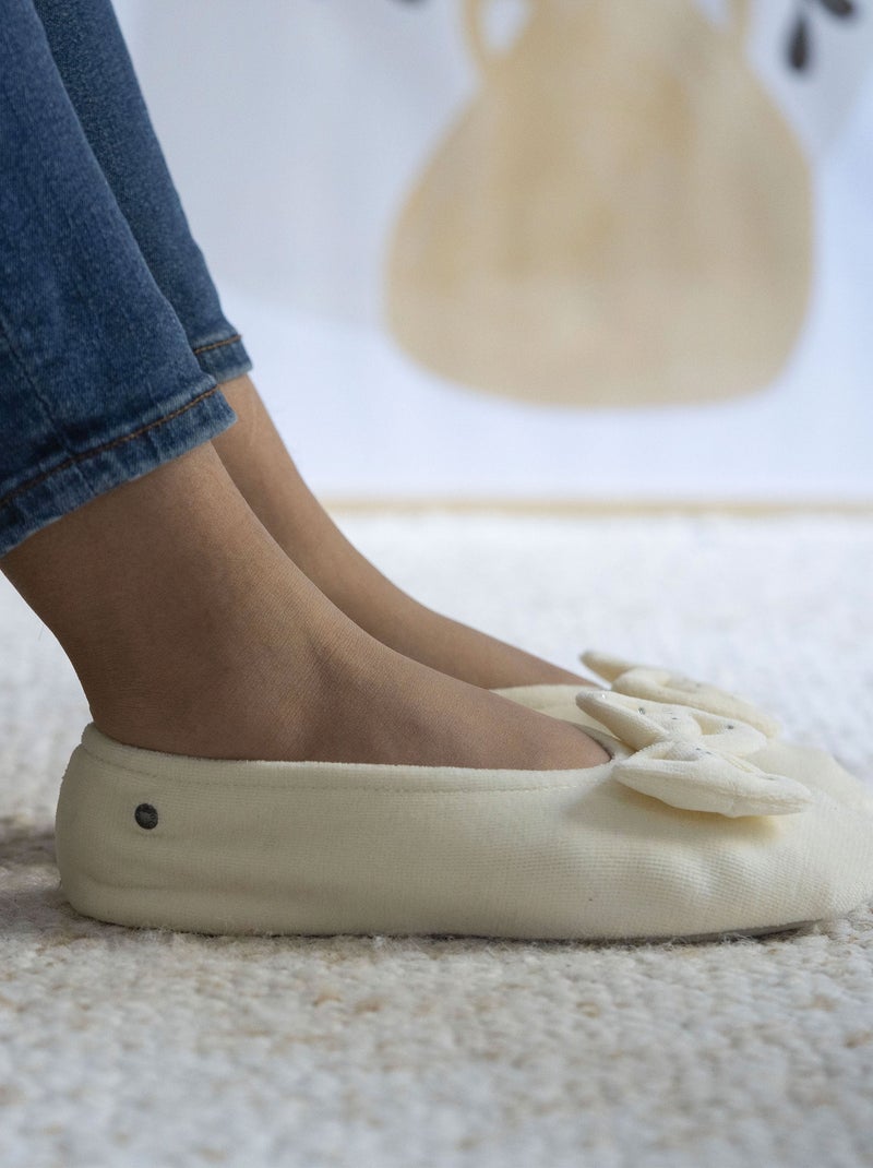 Pantofole ballerine ultraconfortevole, suola in cuoio, donna Isotoner Avorio - Kiabi