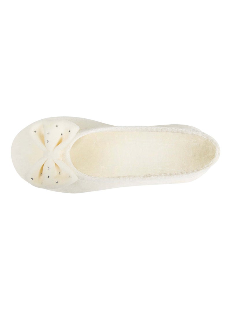 Pantofole ballerine ultraconfortevole, suola in cuoio, donna Isotoner Avorio - Kiabi