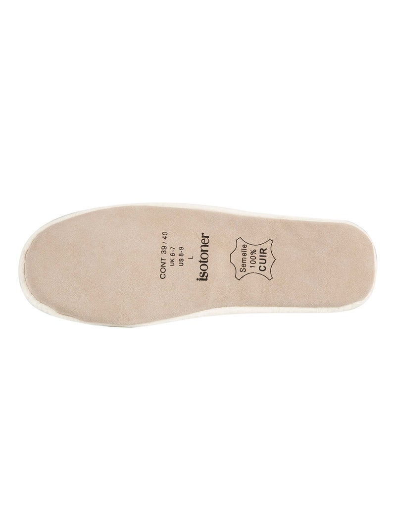 Pantofole ballerine ultraconfortevole, suola in cuoio, donna Isotoner Avorio - Kiabi
