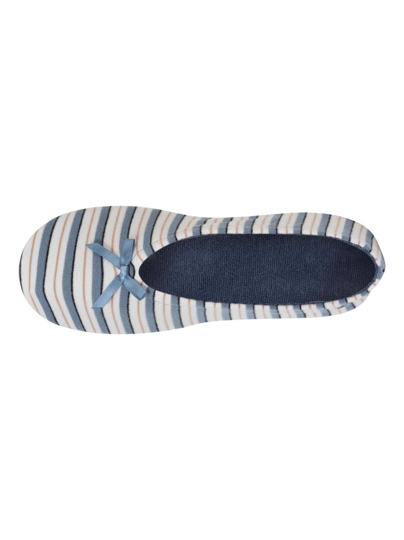 Pantofole ballerine ultraconfortevole, suola in cuoio, donna Isotoner Bianco Blu - Kiabi