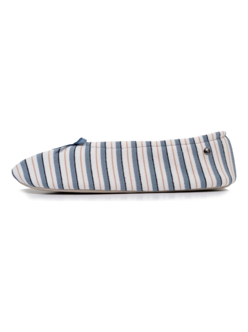Pantofole ballerine ultraconfortevole, suola in cuoio, donna Isotoner Bianco Blu - Kiabi