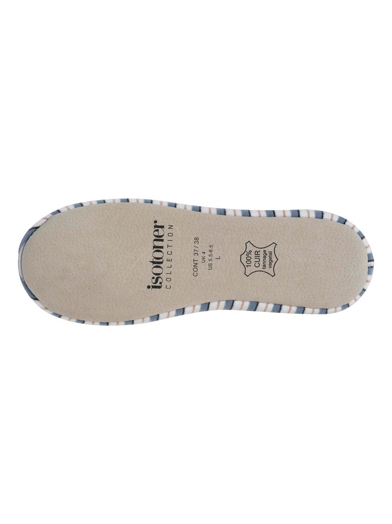 Pantofole ballerine ultraconfortevole, suola in cuoio, donna Isotoner Bianco Blu - Kiabi