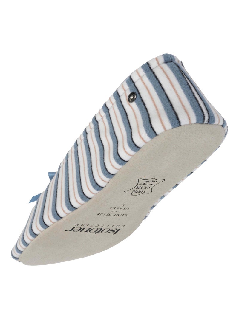 Pantofole ballerine ultraconfortevole, suola in cuoio, donna Isotoner Bianco Blu - Kiabi
