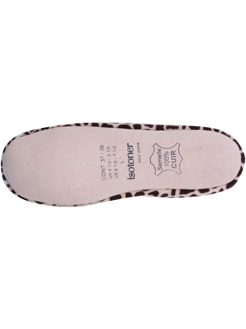Pantofole ballerine ultraconfortevole, suola in cuoio, donna Isotoner Bianco Marrone Bianco - Kiabi