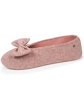 Pantofole ballerine ultraconfortevole, suola in cuoio, donna isotoner
